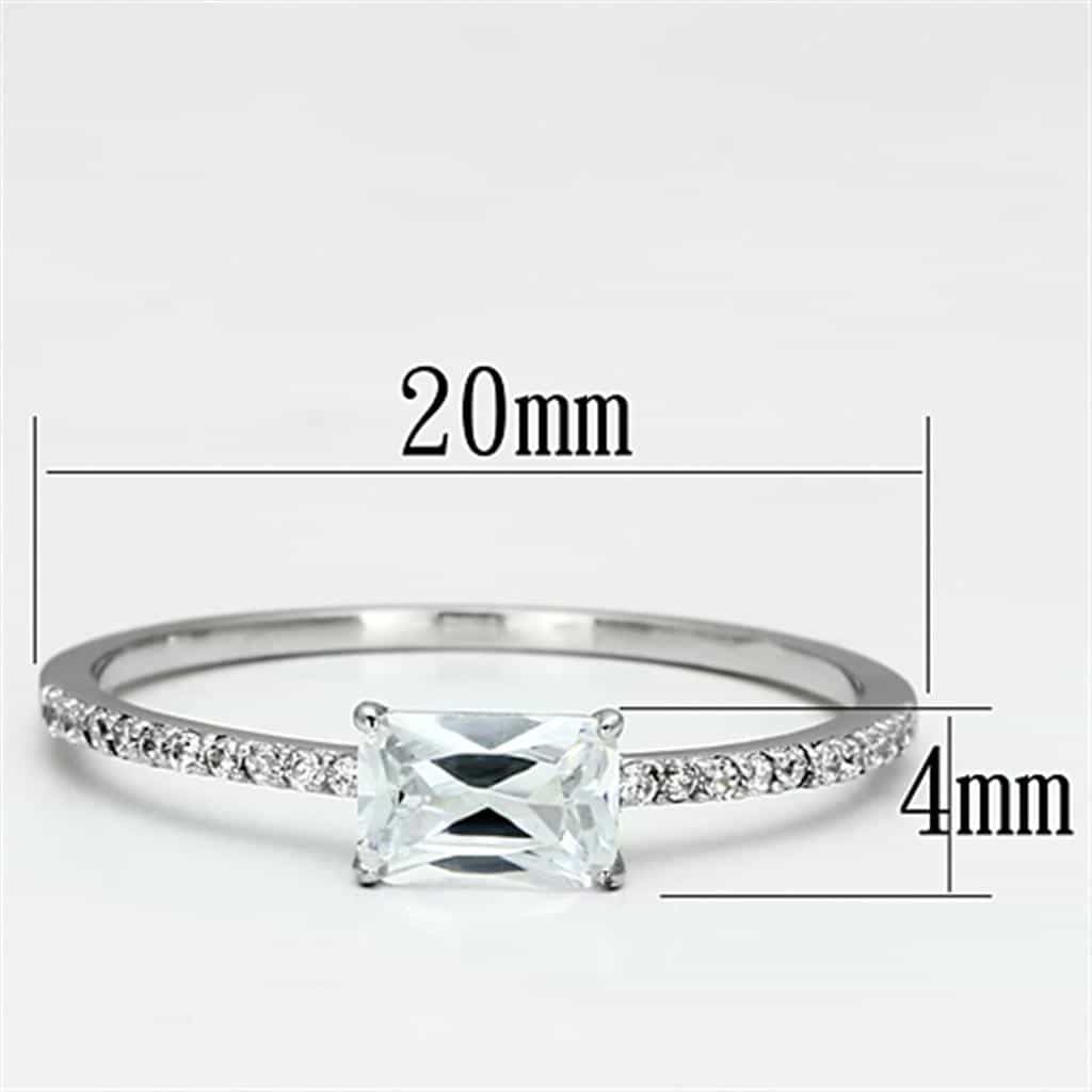 Sterling Silver CZ Oval Solitaire Pave Thin Ring view 7