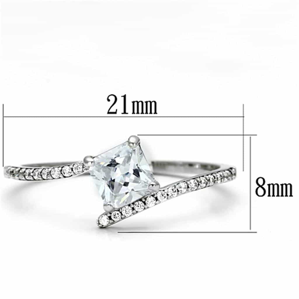 Sterling Silver CZ Emerald Cut Solitaire Pave Thin Ring view 7