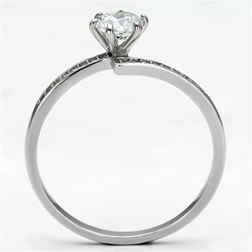 Sterling Silver CZ Round Solitaire Infinity Pave Ring view 3