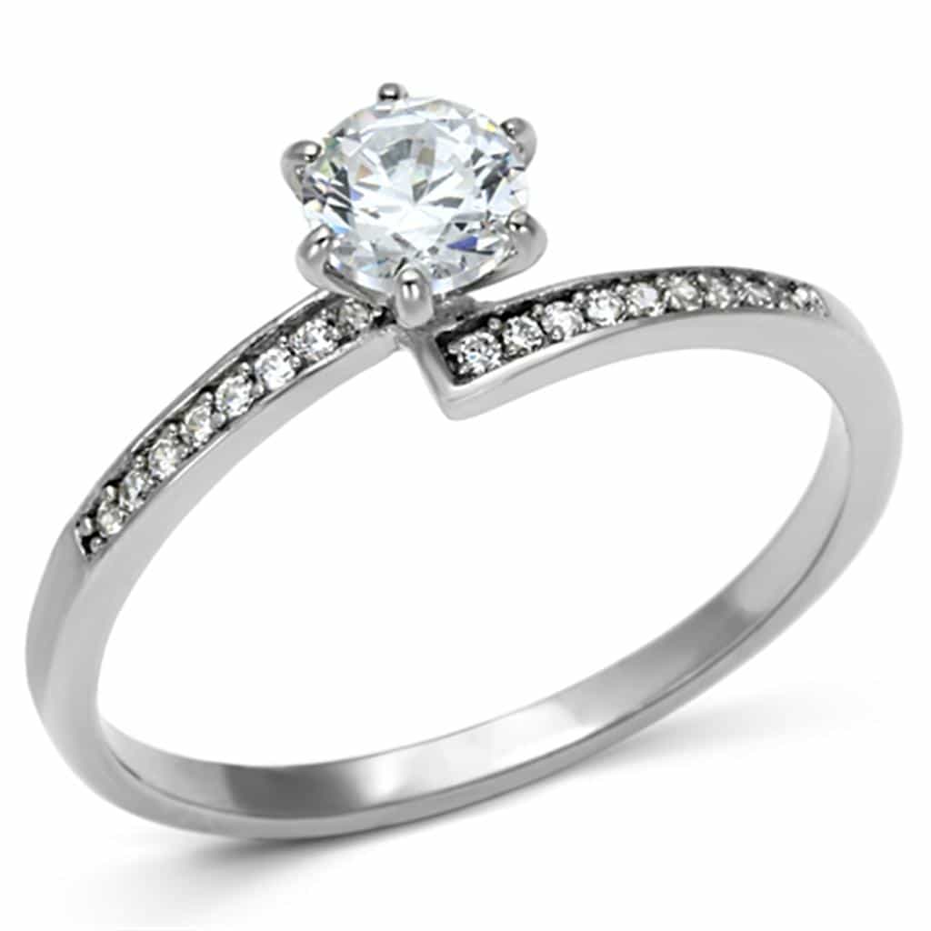 Sterling Silver CZ Round Solitaire Infinity Pave Ring view 10