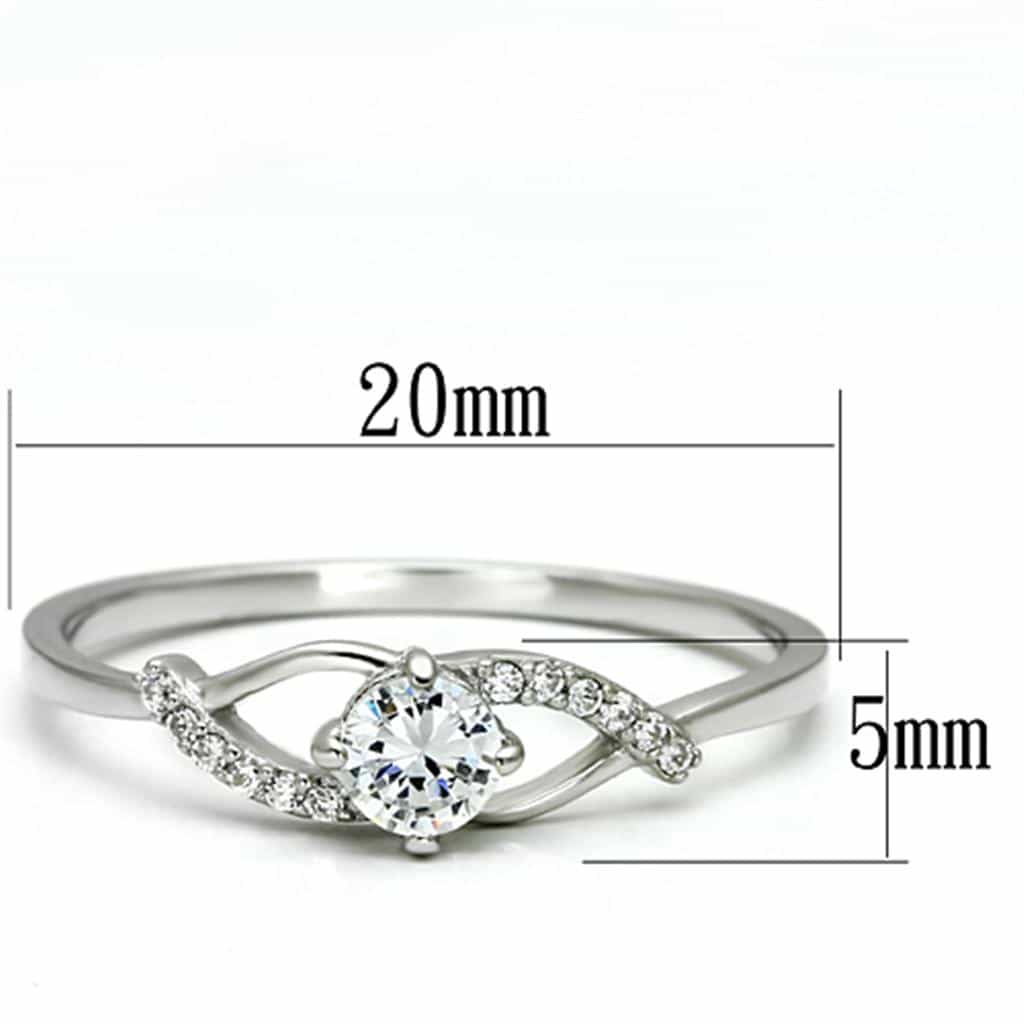 Sterling Silver CZ Round Solitaire Infinity Swirl Pave Ring view 7