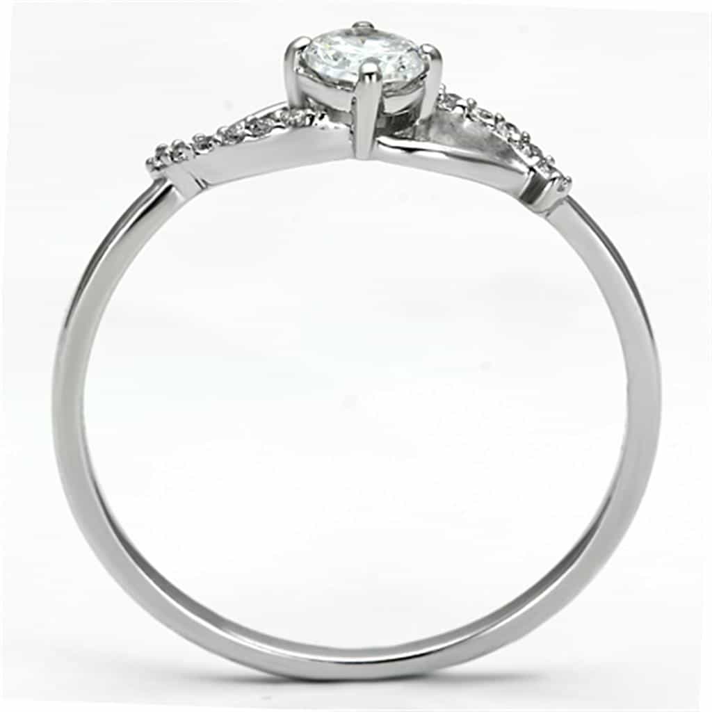 Sterling Silver CZ Round Solitaire Infinity Swirl Pave Ring view 8
