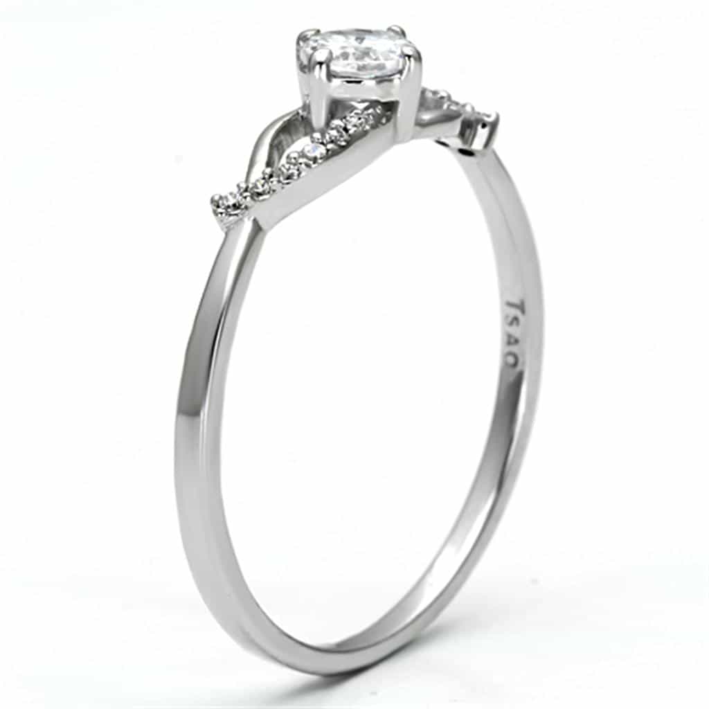 Sterling Silver CZ Round Solitaire Infinity Swirl Pave Ring view 9