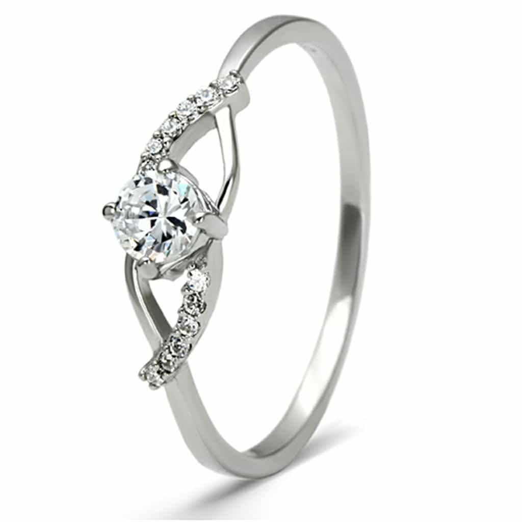 Sterling Silver CZ Round Solitaire Infinity Swirl Pave Ring view 10