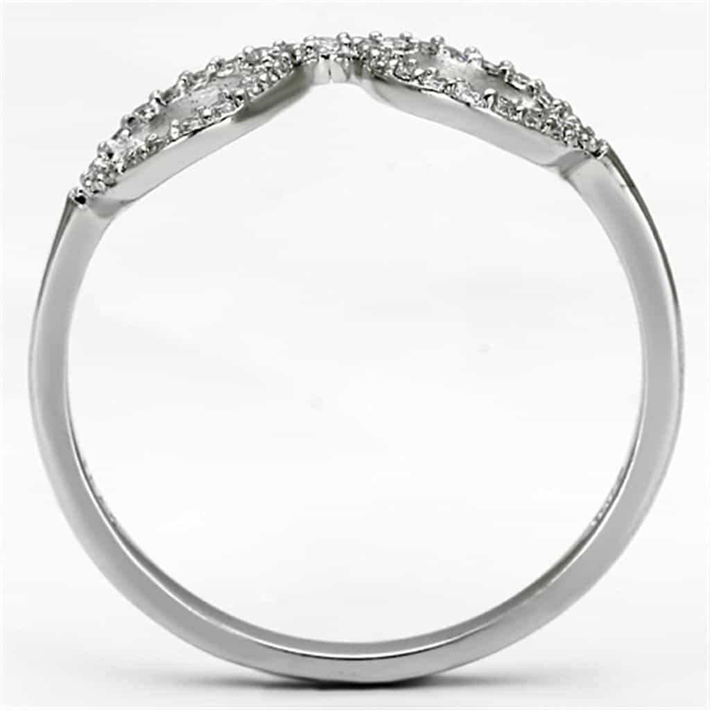 Sterling Silver CZ Pave Infinity Double Loop Ring view 3