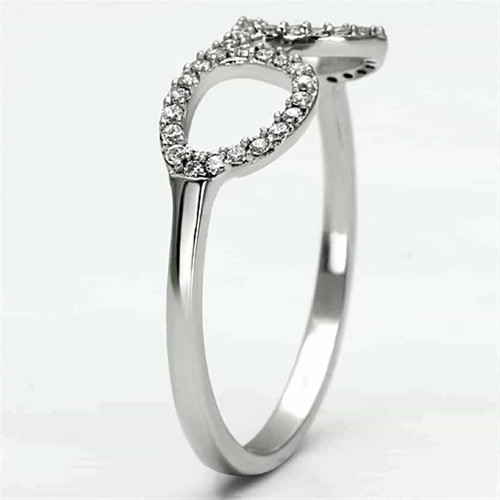 Sterling Silver CZ Pave Infinity Double Loop Ring view 9