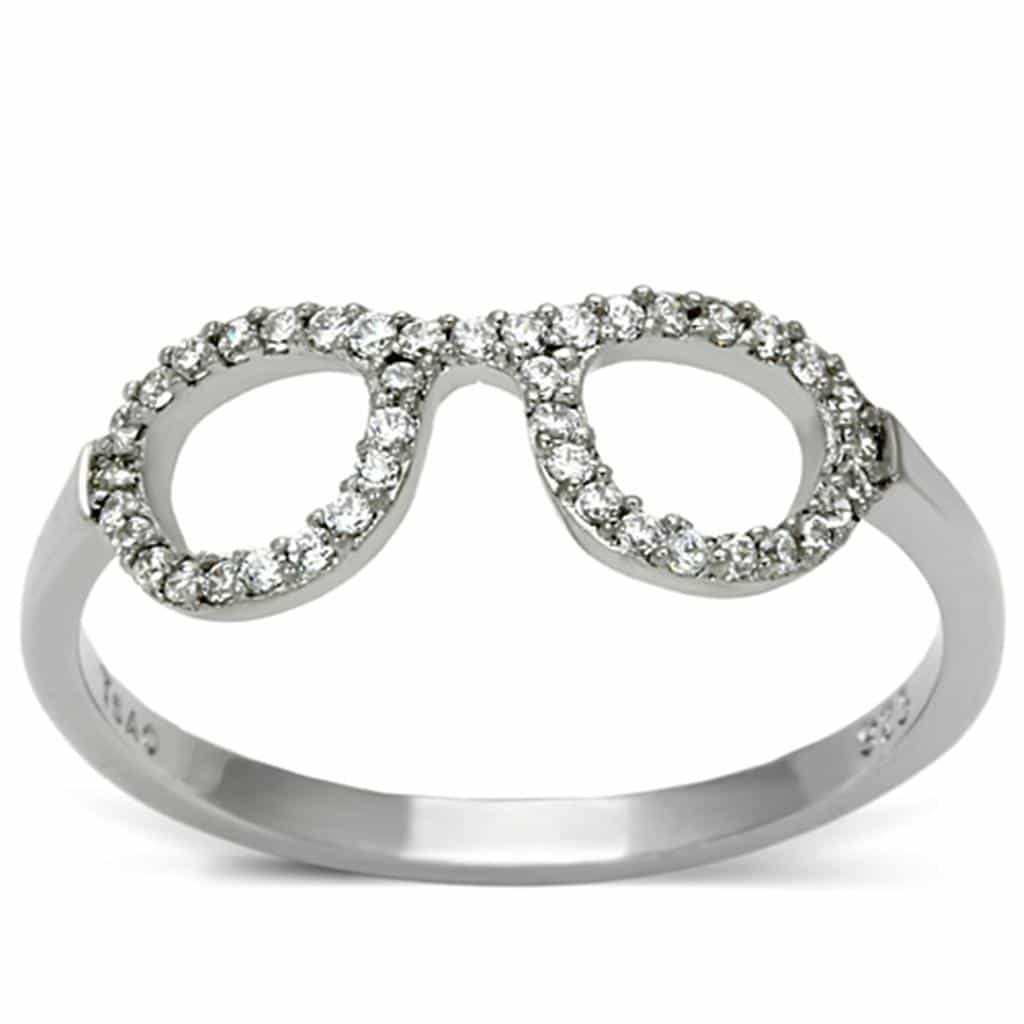 Sterling Silver CZ Pave Infinity Double Loop Ring view 10