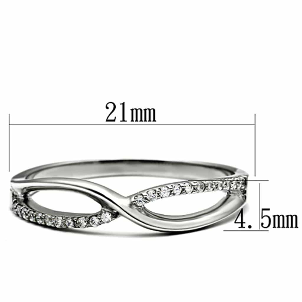 Sterling Silver CZ Pave Infinity Wave Crossover Ring view 2