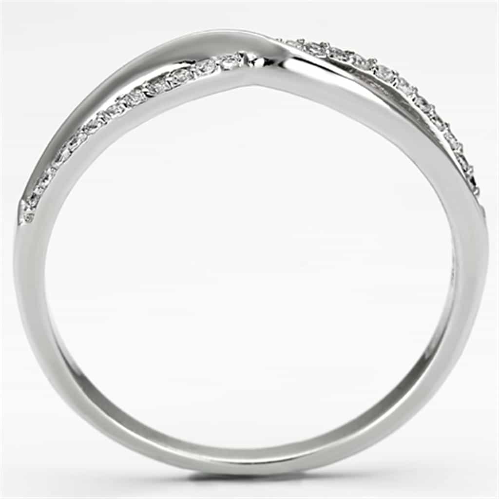 Sterling Silver CZ Pave Infinity Wave Crossover Ring view 3