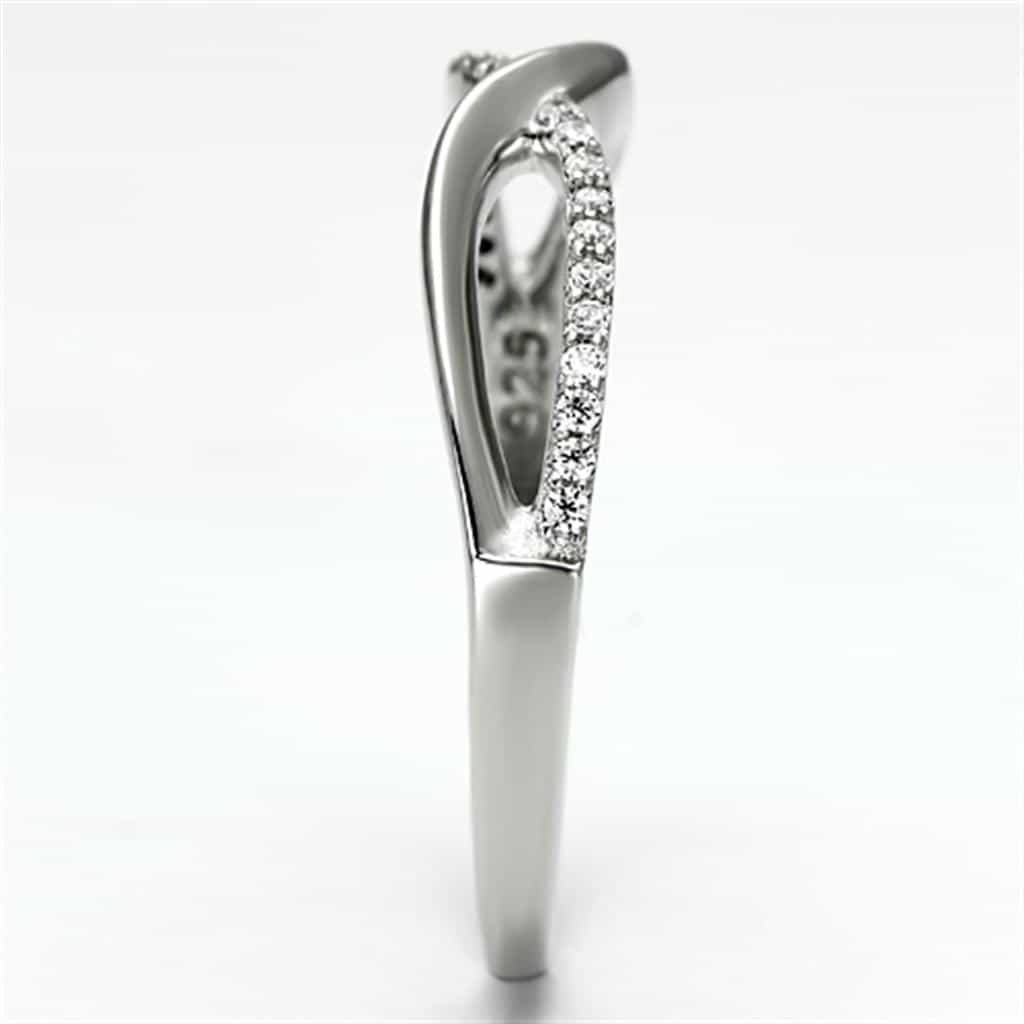 Sterling Silver CZ Pave Infinity Wave Crossover Ring view 9