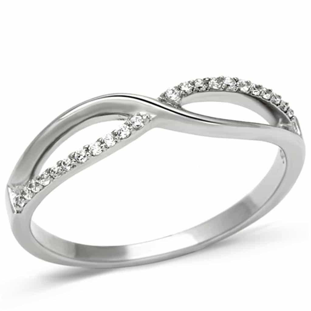 Sterling Silver CZ Pave Infinity Wave Crossover Ring view 10
