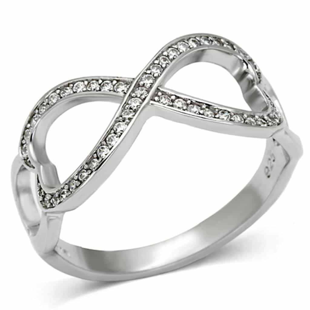 Sterling Silver CZ Pave Infinity Twisted Knot Ring view 5