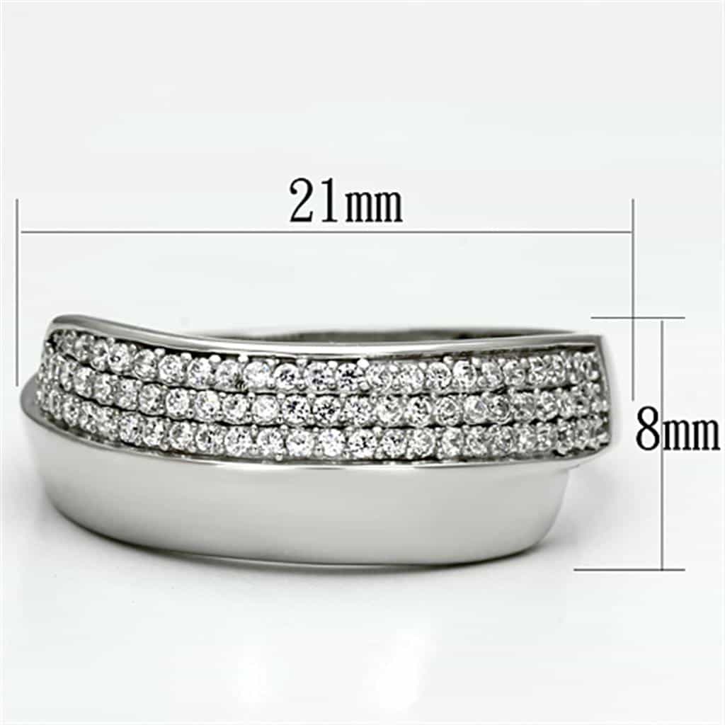 Sterling Silver CZ Pave Half Band Wide Ring view 7