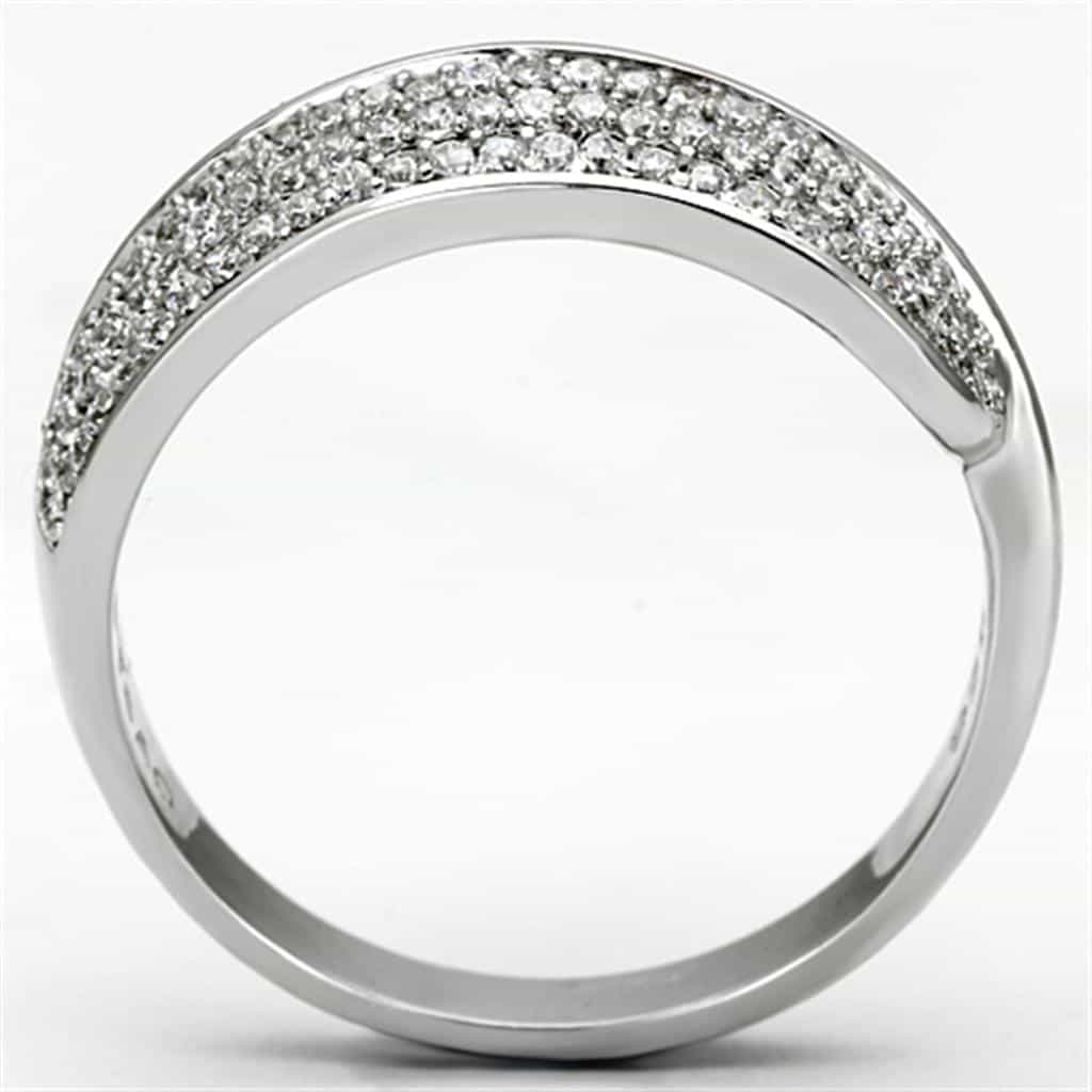 Sterling Silver CZ Pave Half Band Wide Ring view 8