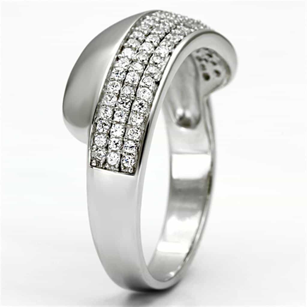 Sterling Silver CZ Pave Half Band Wide Ring view 4
