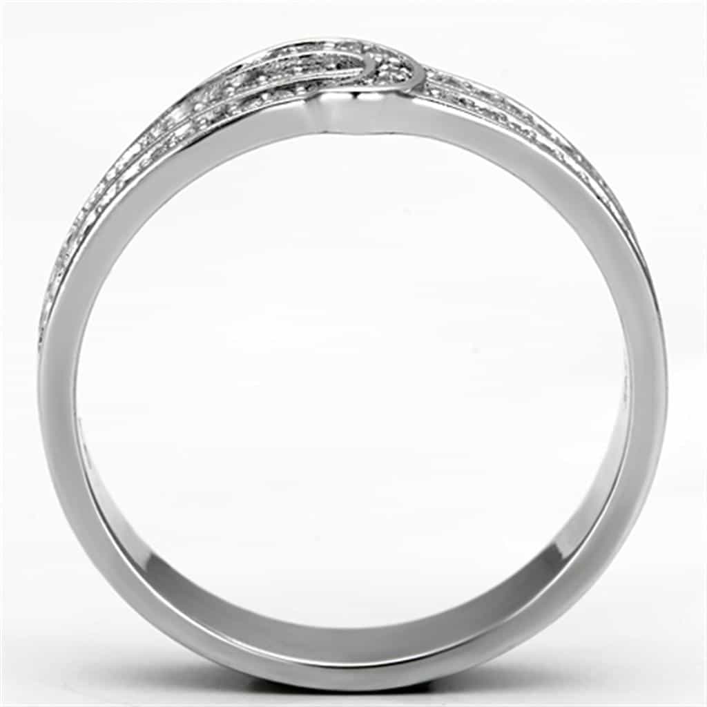 Sterling Silver CZ Pave Curved Ribbon Wrap Ring view 8