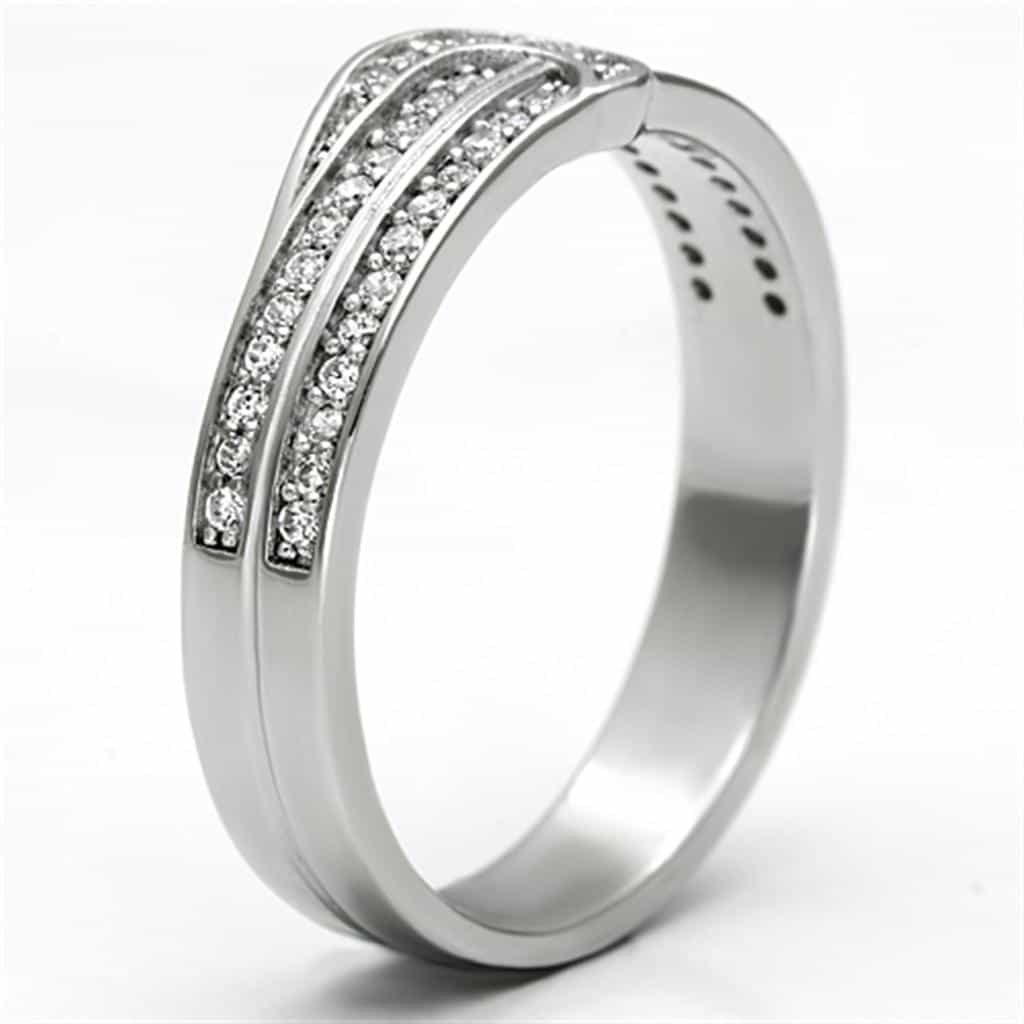 Sterling Silver CZ Pave Curved Ribbon Wrap Ring view 9