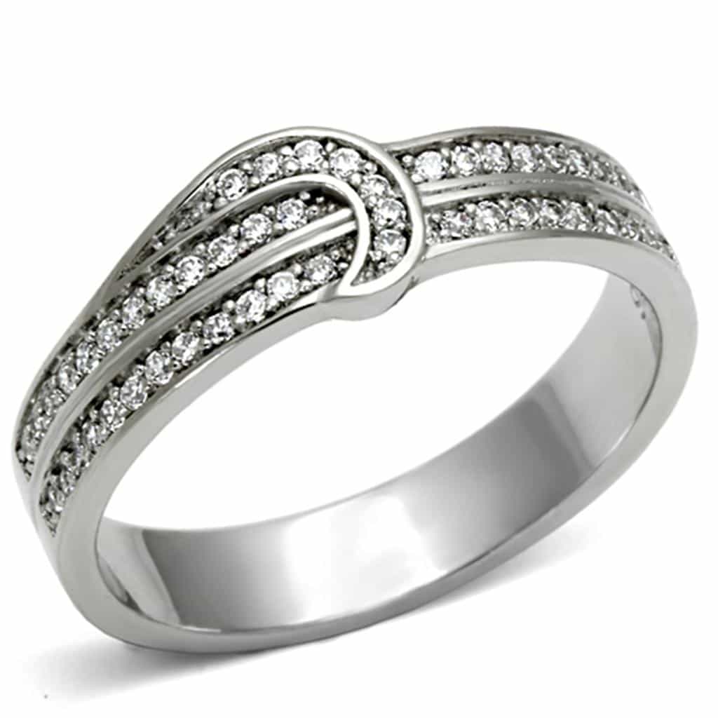 Sterling Silver CZ Pave Curved Ribbon Wrap Ring view 10