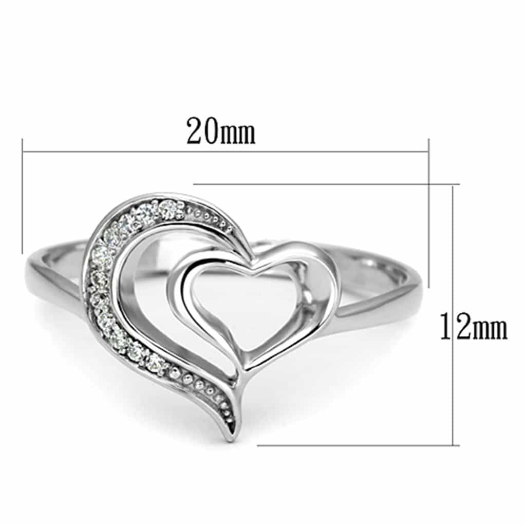 Sterling Silver CZ Heart Open Swirl Ring | The Stainless Jewelry view 7