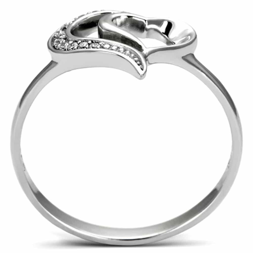 Sterling Silver CZ Heart Open Swirl Ring | The Stainless Jewelry view 8
