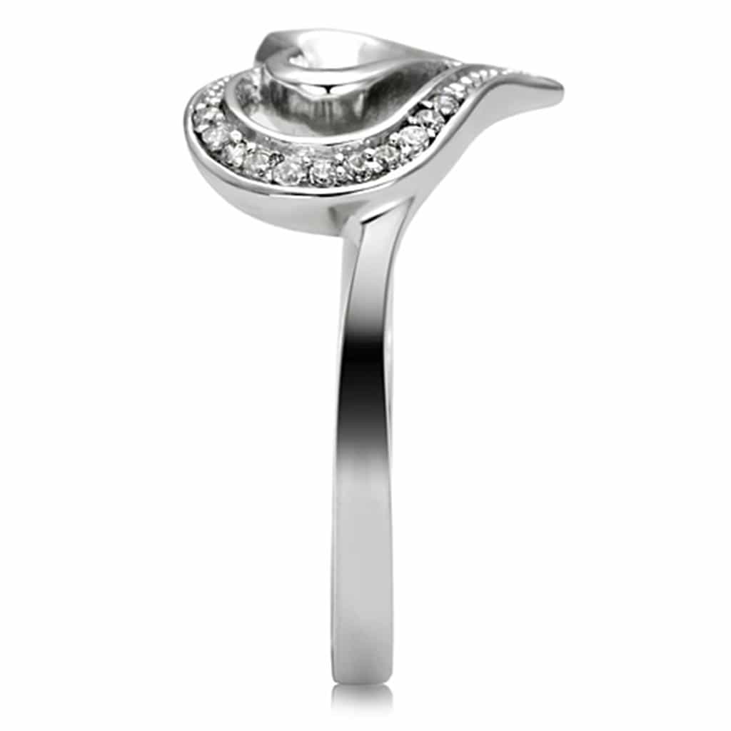 Sterling Silver CZ Heart Open Swirl Ring | The Stainless Jewelry view 9