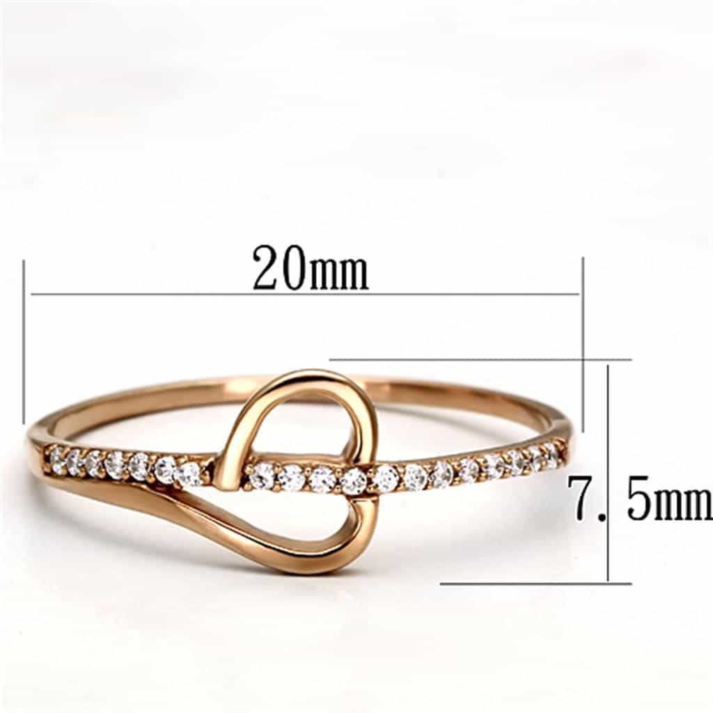 Sterling Silver Rose Gold CZ Round Solitaire Pave Thin Ring view 7