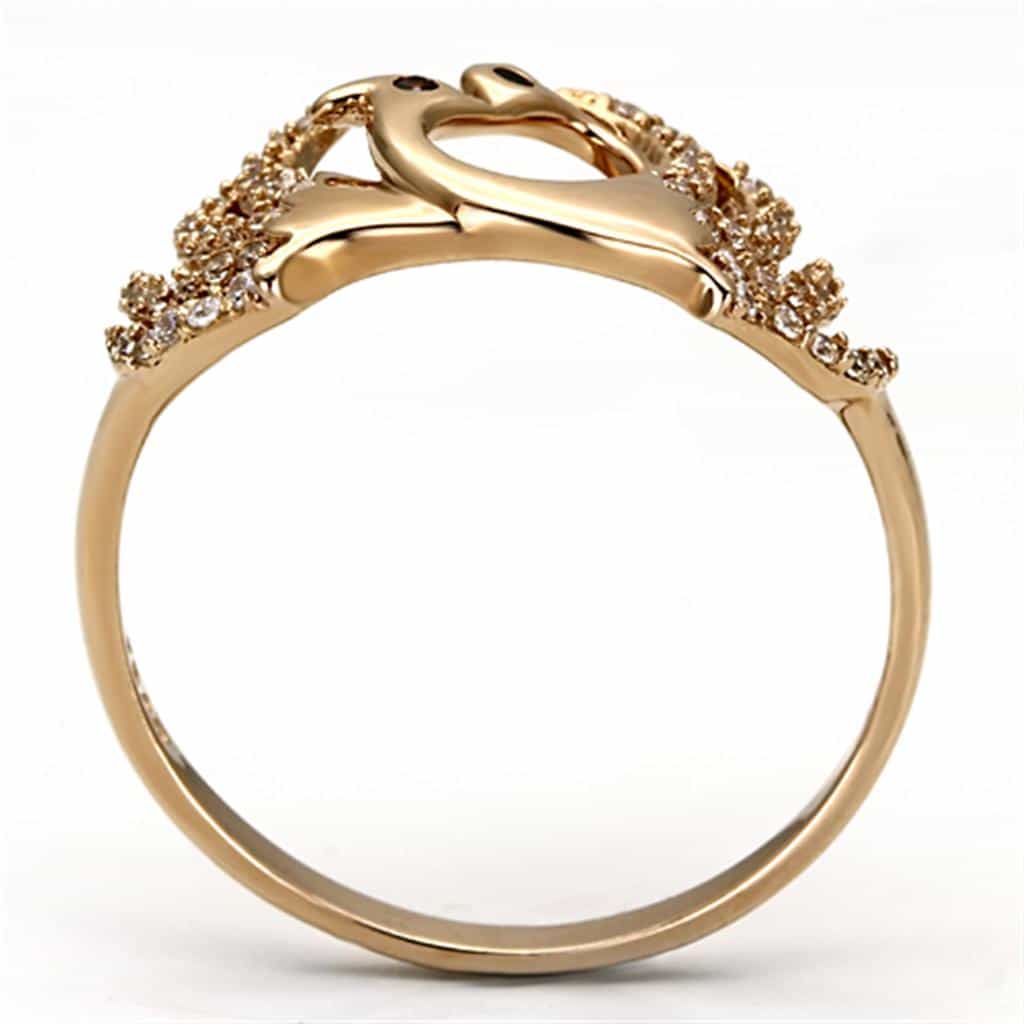 Sterling Silver Rose Gold CZ Swan Bird Open Ring view 8