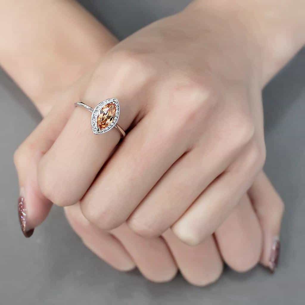 Sterling Silver Citrine Marquise Bezel Solitaire Ring view 12
