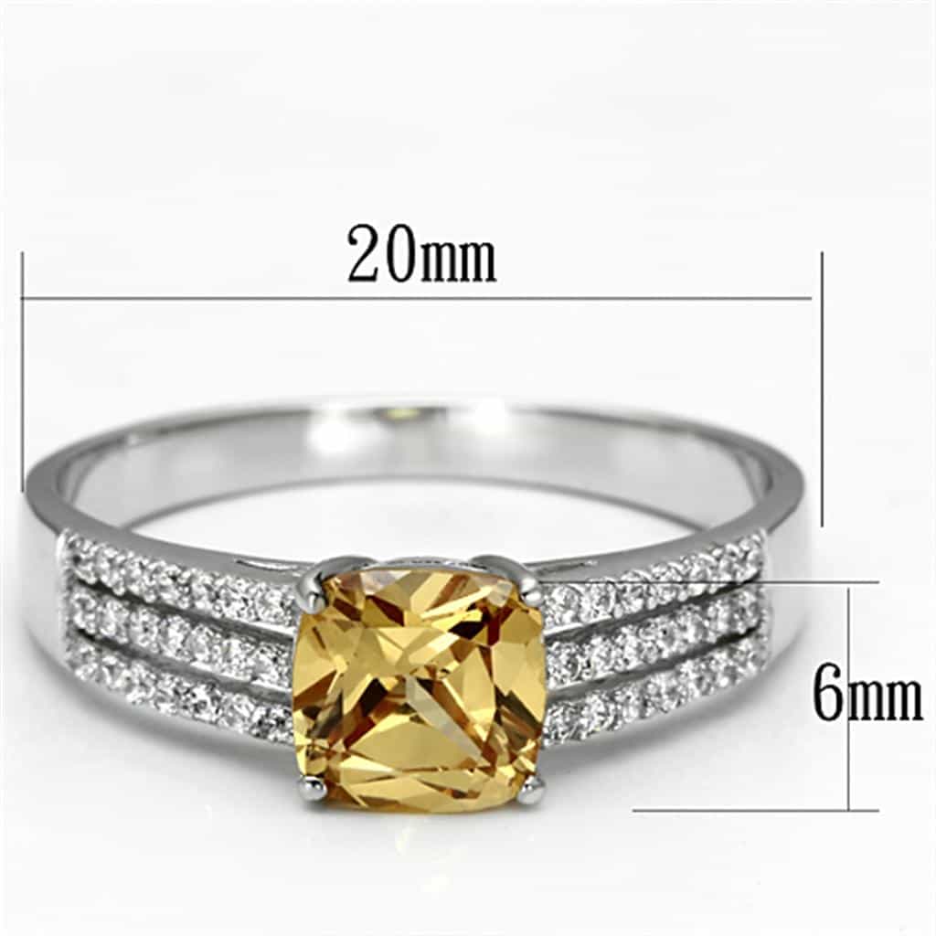 Sterling Silver Citrine Round Multi Row Pave Ring view 7