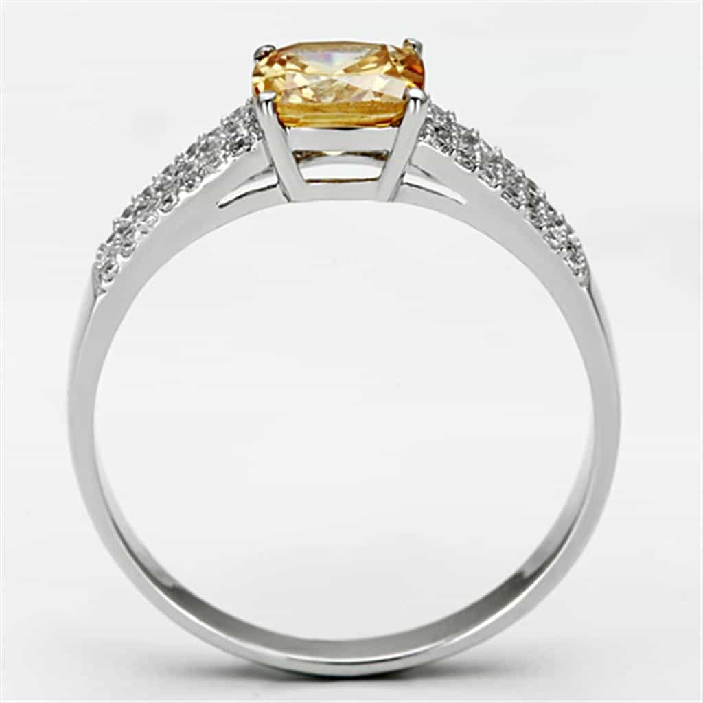 Sterling Silver Citrine Round Multi Row Pave Ring view 8