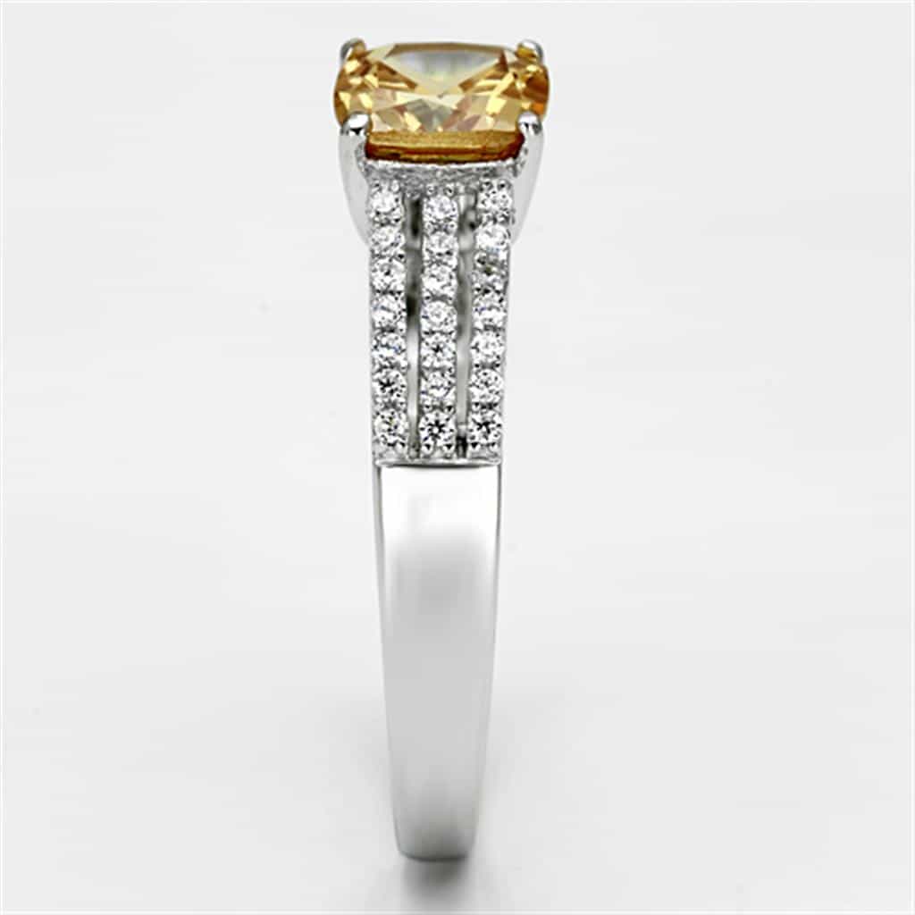 Sterling Silver Citrine Round Multi Row Pave Ring view 9