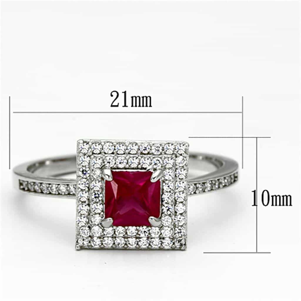 Sterling Silver Ruby Princess Double Halo Pave Ring view 7