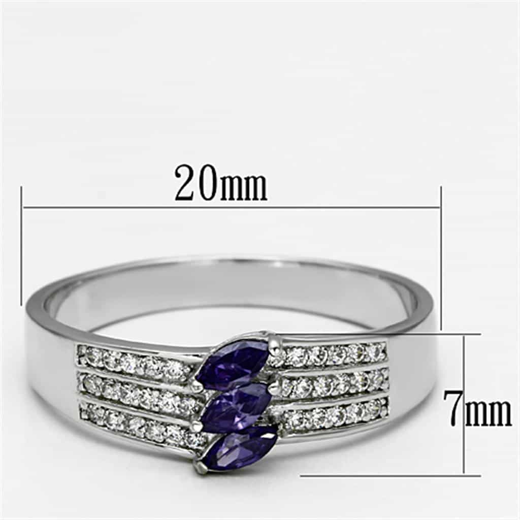 Sterling Silver Amethyst Marquise Triple Channel Pave Wide Ring view 7