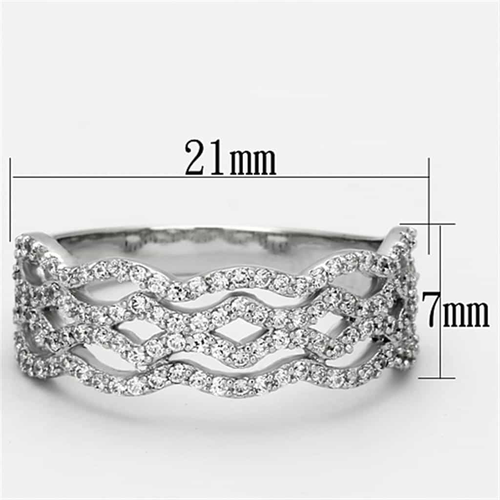 Sterling Silver CZ Pave Woven Braid Wide Band Ring view 2