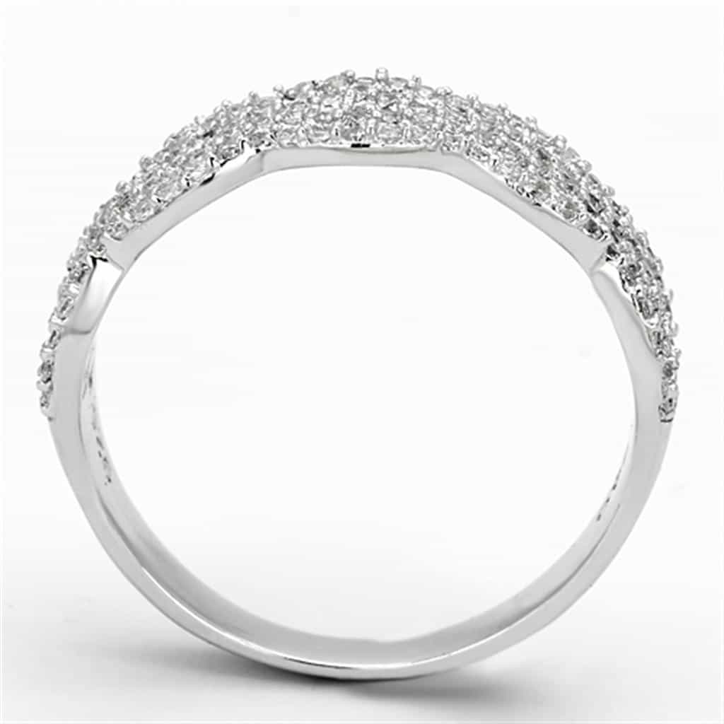Sterling Silver CZ Pave Woven Braid Wide Band Ring view 8