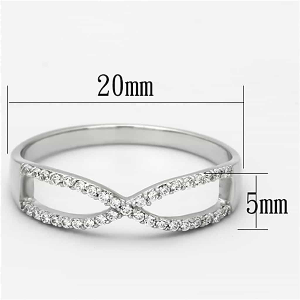 Sterling Silver CZ Pave Infinity X Crossover Thin Ring view 7