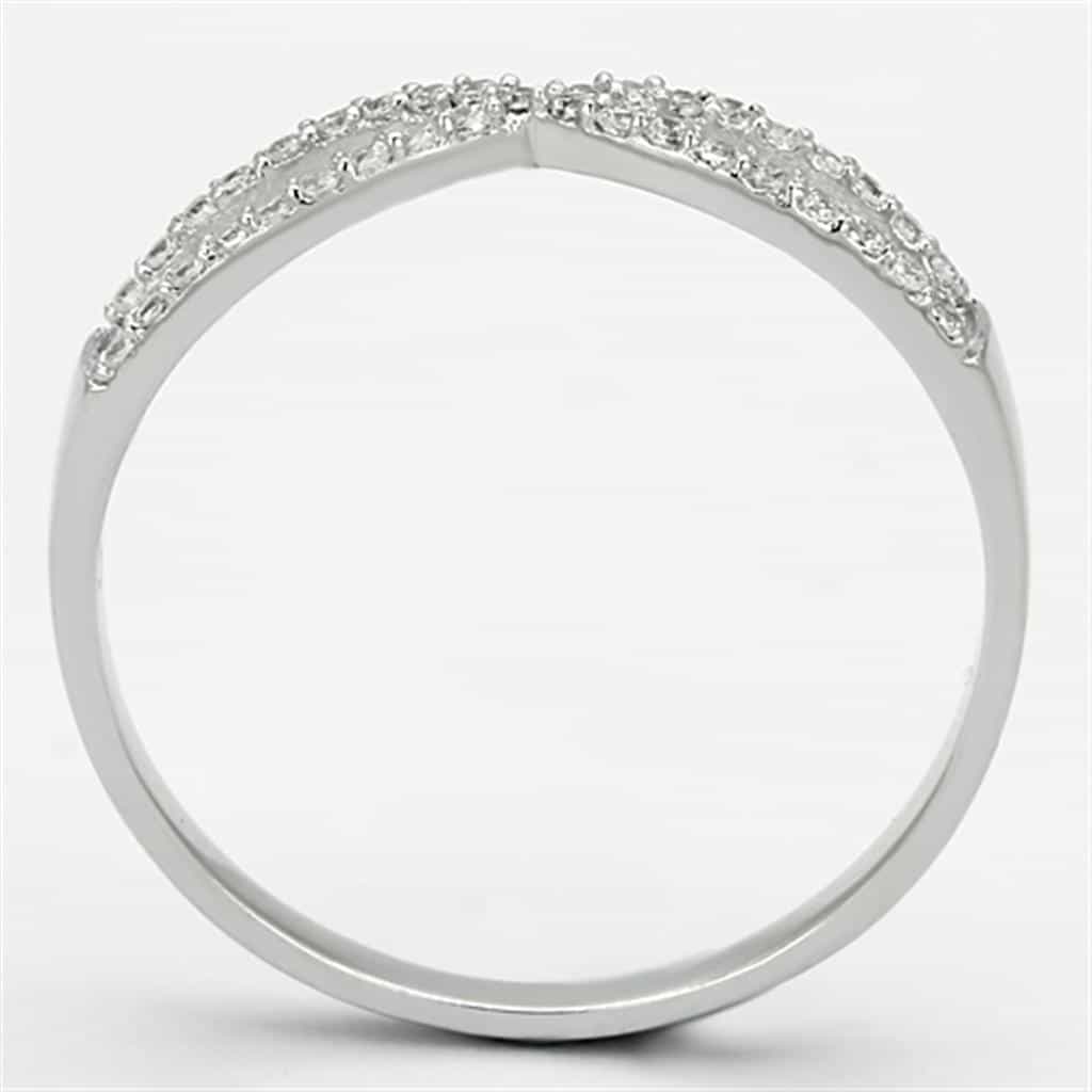 Sterling Silver CZ Pave Infinity X Crossover Thin Ring view 8