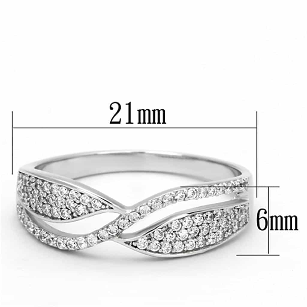 Sterling Silver CZ Pave Infinity Crossover Wide Ring view 7