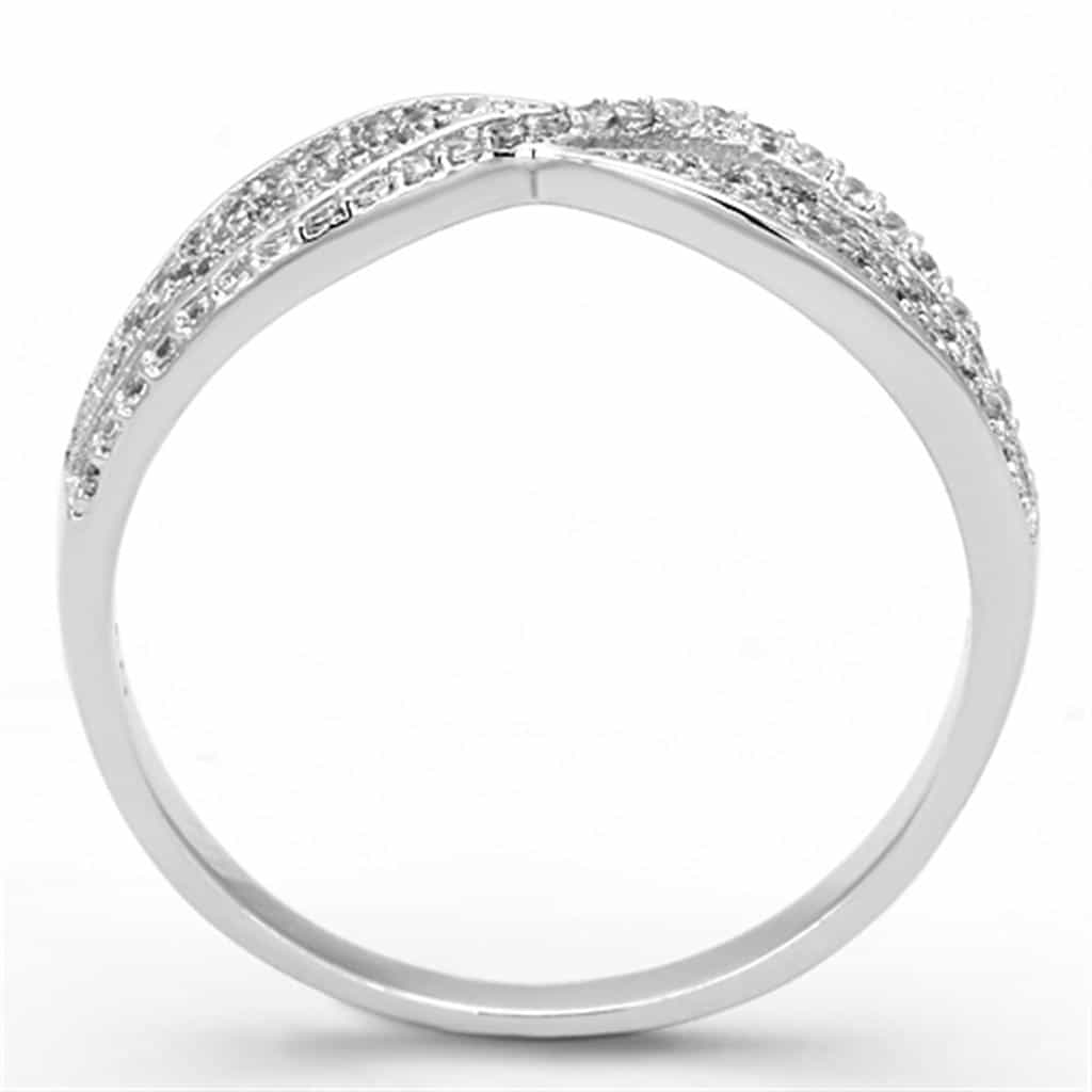 Sterling Silver CZ Pave Infinity Crossover Wide Ring view 8