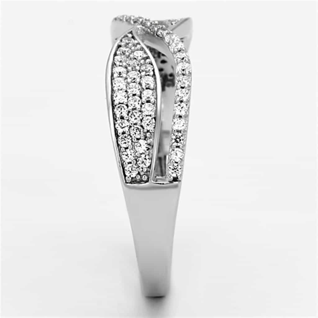 Sterling Silver CZ Pave Infinity Crossover Wide Ring view 9
