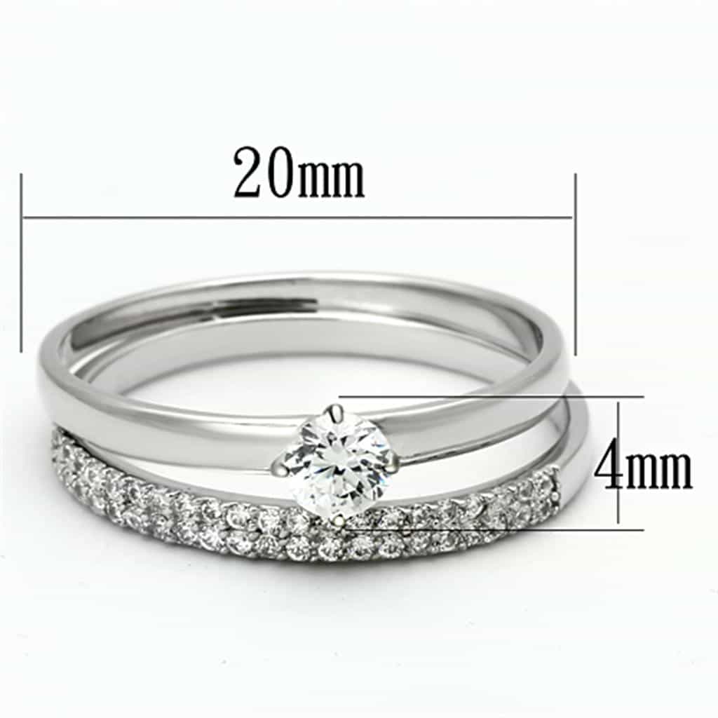 Sterling Silver CZ Round Solitaire Pave Bridal Set Ring view 2