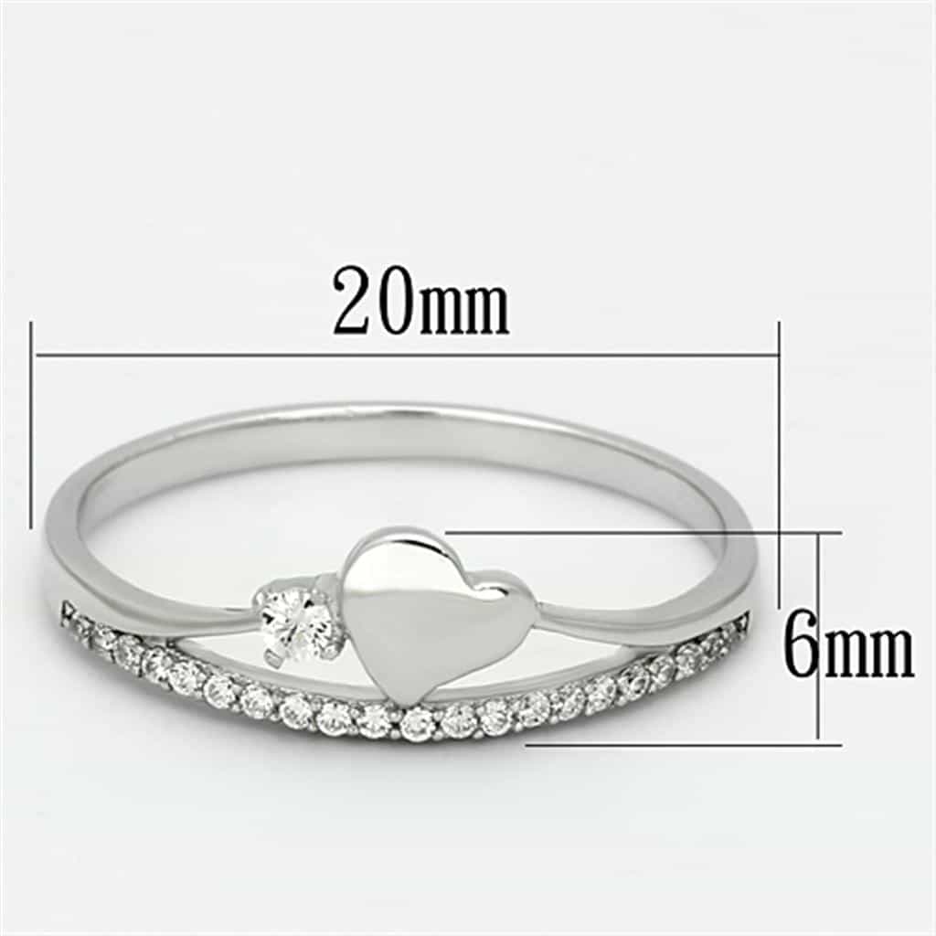 Sterling Silver CZ Heart Solitaire Accent Thin Ring view 7