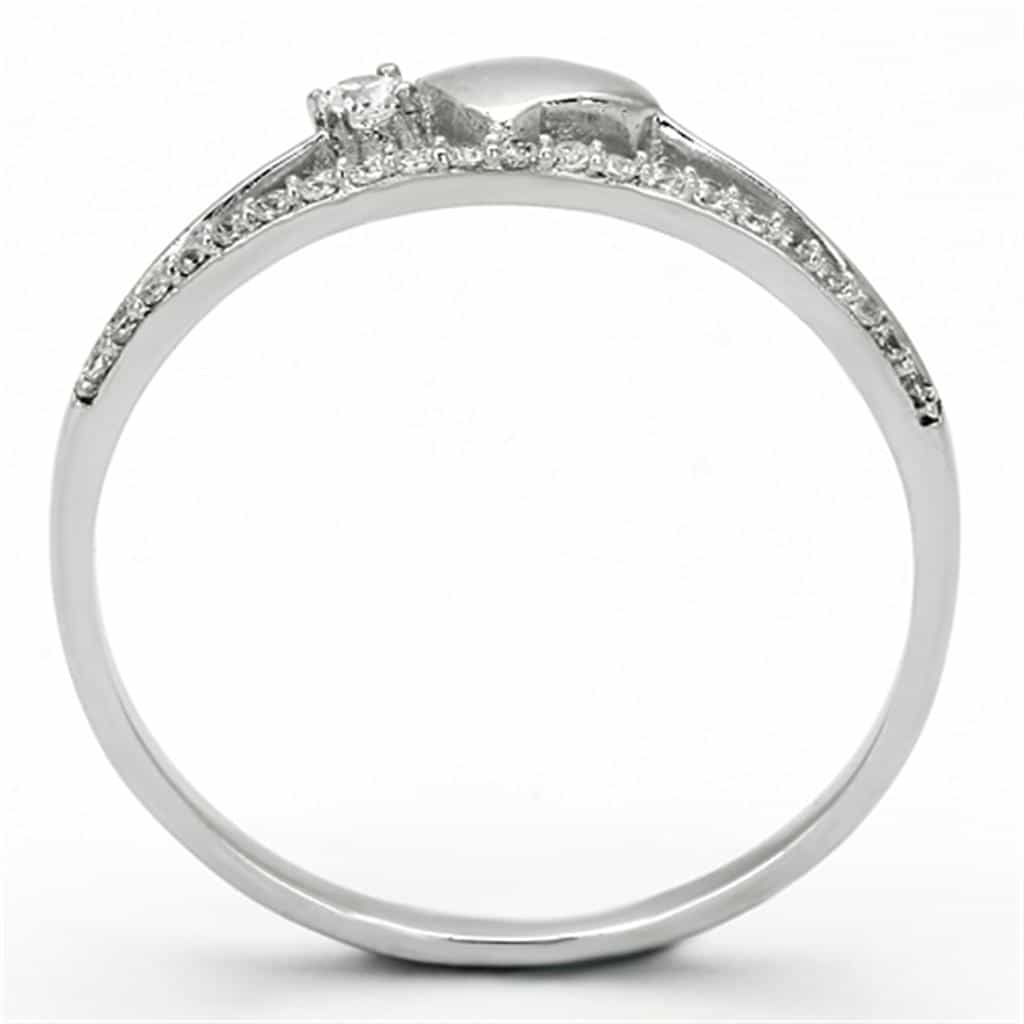Sterling Silver CZ Heart Solitaire Accent Thin Ring view 8