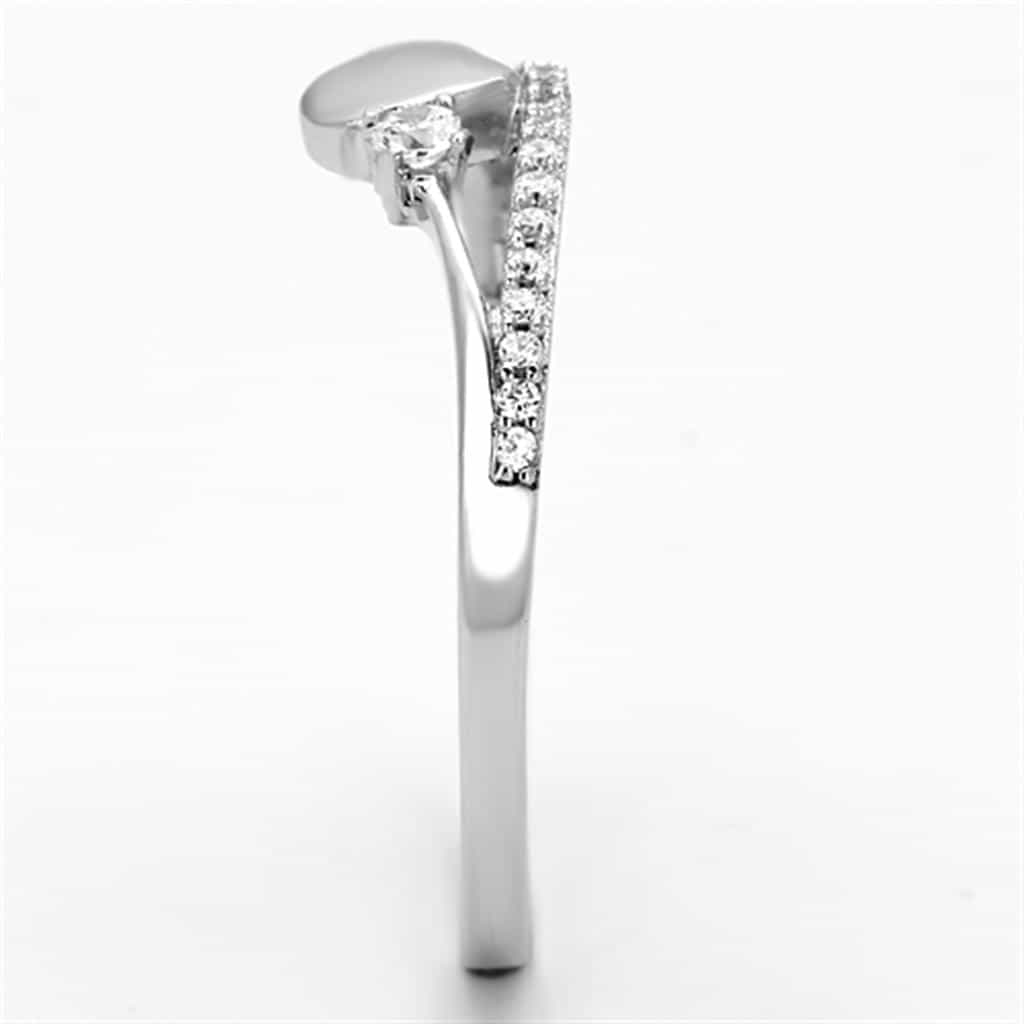 Sterling Silver CZ Heart Solitaire Accent Thin Ring view 4