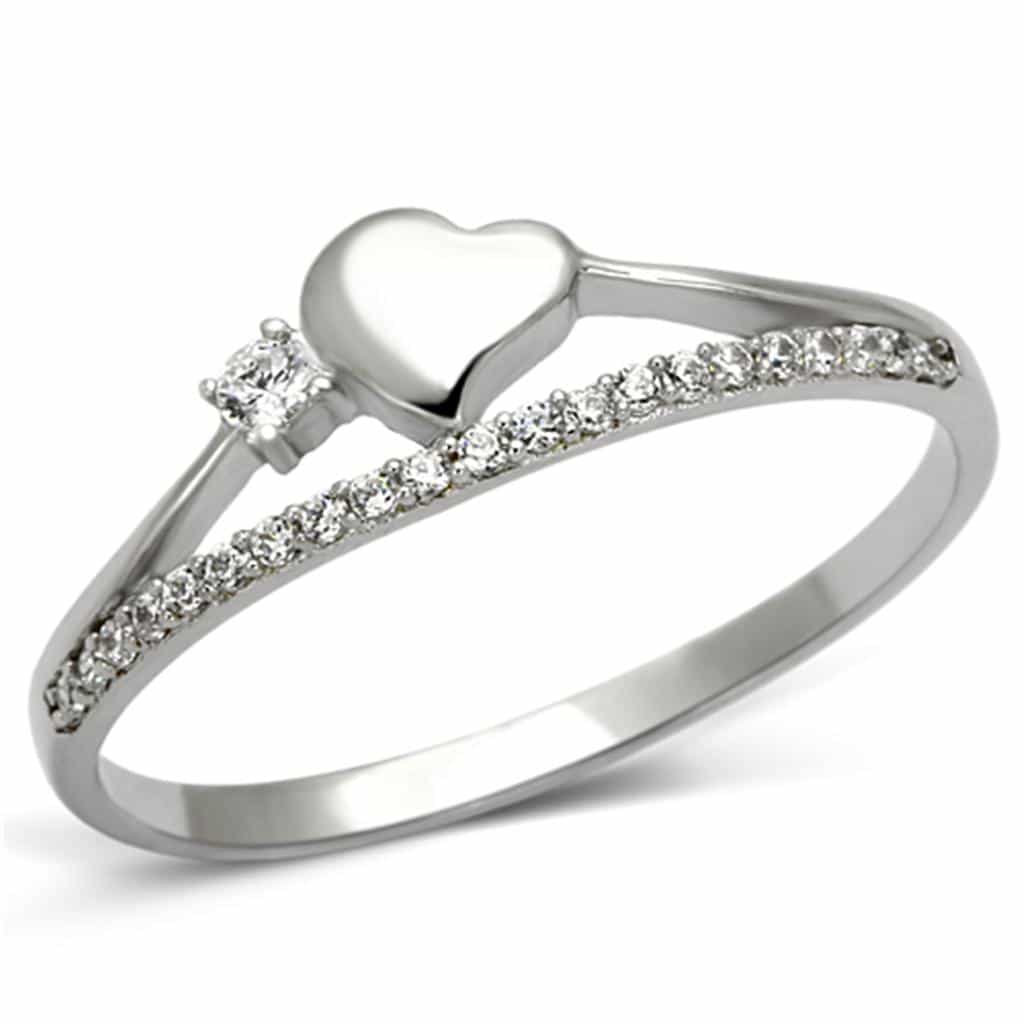 Sterling Silver CZ Heart Solitaire Accent Thin Ring view 10