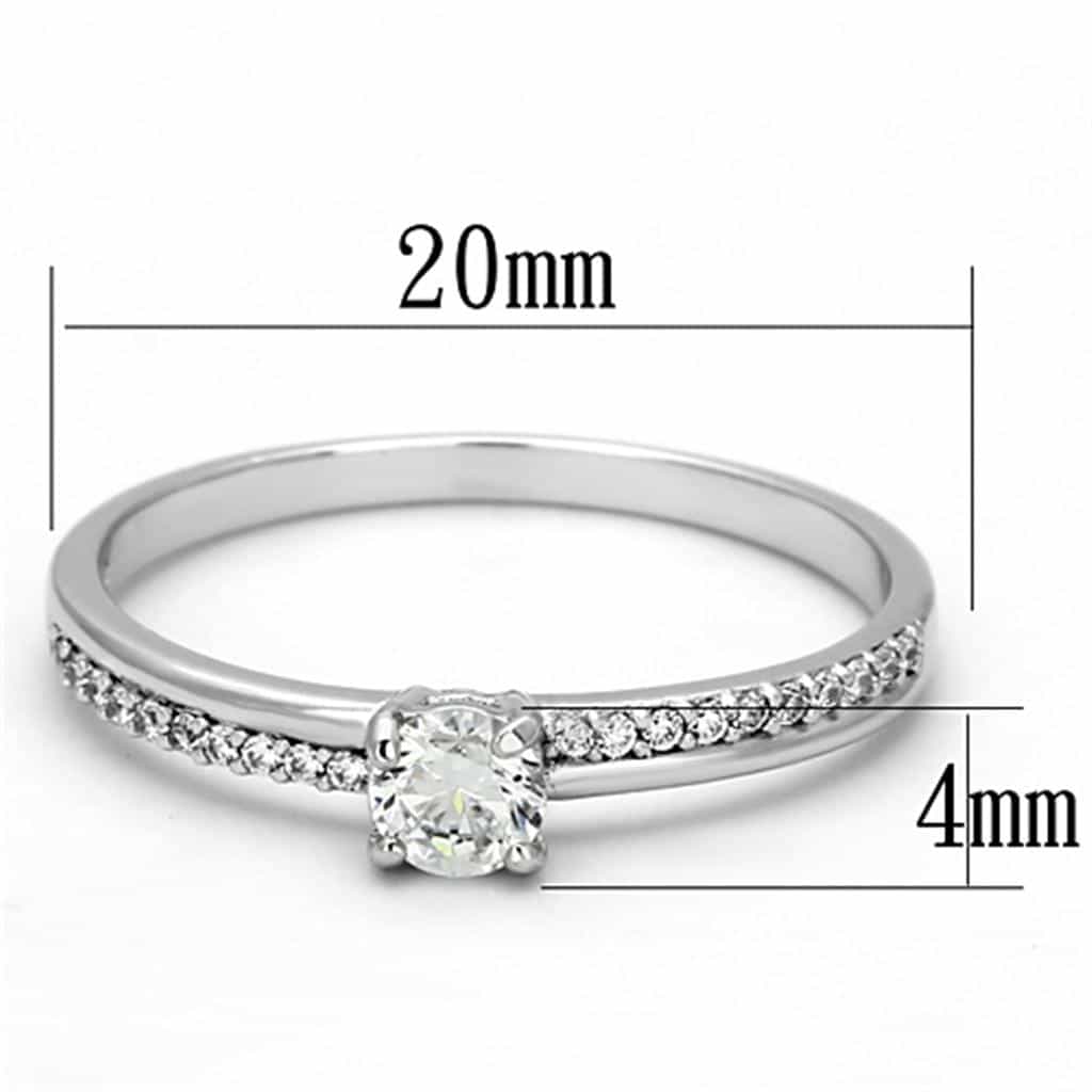 Sterling Silver CZ Round Solitaire Heart Accent Thin Ring view 7