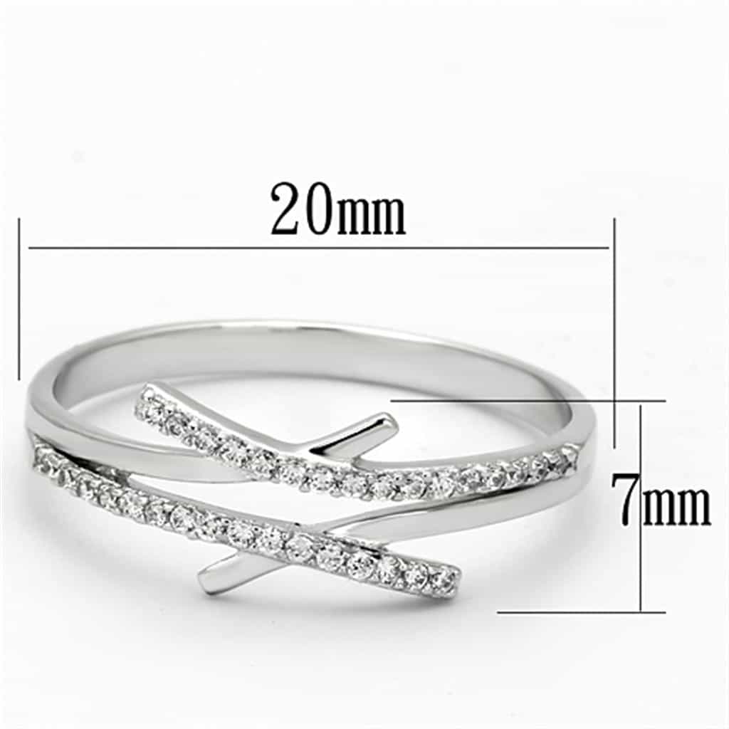 Sterling Silver CZ X Criss Cross Pave Thin Ring view 2
