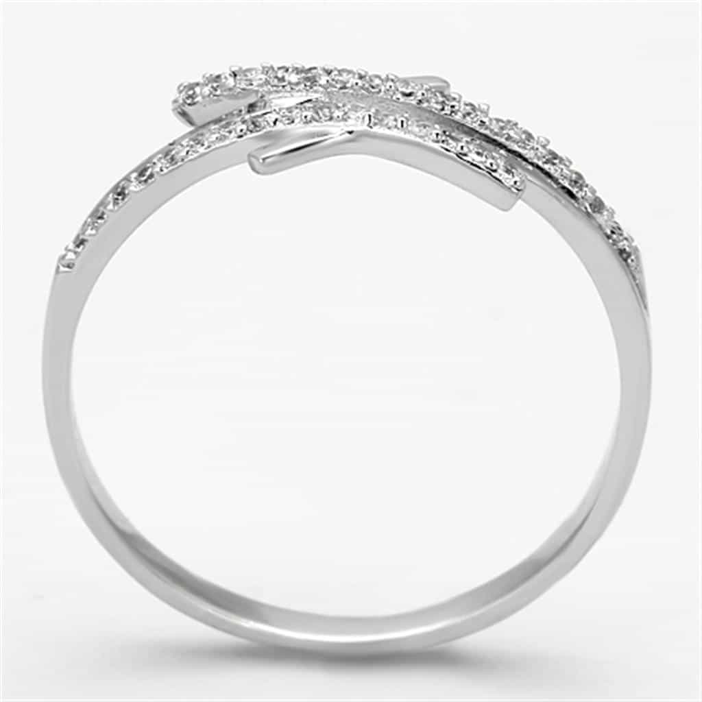 Sterling Silver CZ X Criss Cross Pave Thin Ring view 8