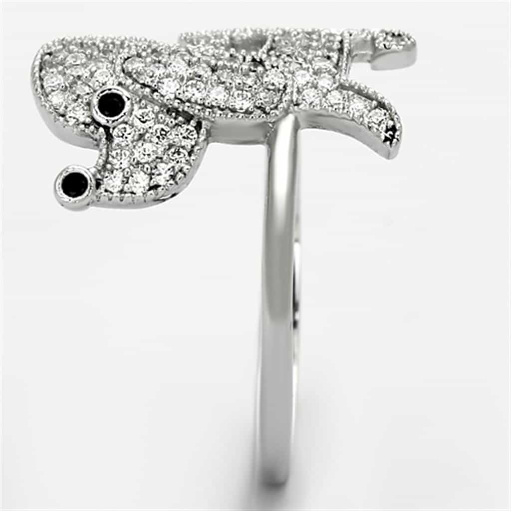 Sterling Silver CZ Pave Elephant 3D Ring | The Stainless Jewelry view 9