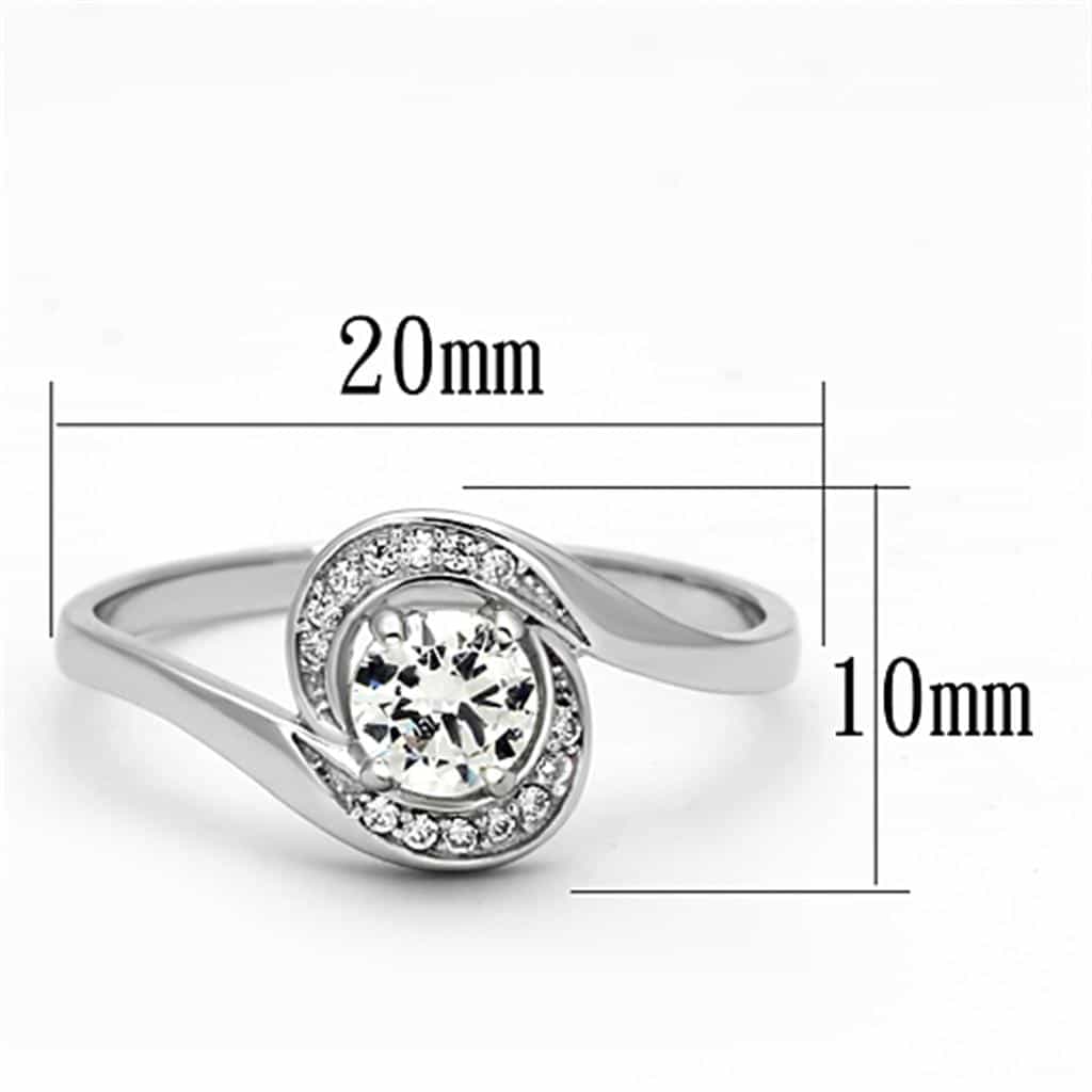 Sterling Silver CZ Round Swirl Halo Bypass Ring view 7